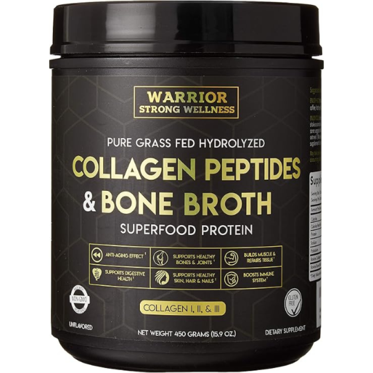 Warrior Strong Wellness Collagen Peptides & Bone Broth – Unflavored, 16oz